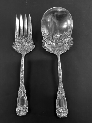 VRare Durgin Heavy Sterling Silver Serving Set Pattern: Easter Lily   Circa:1898