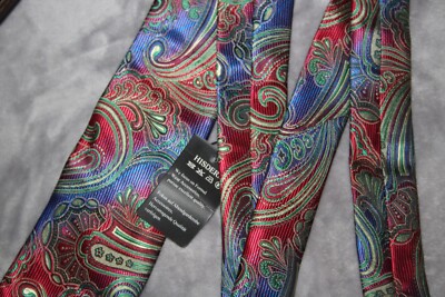 HISDERN Silk Tie Multicolored Paisley