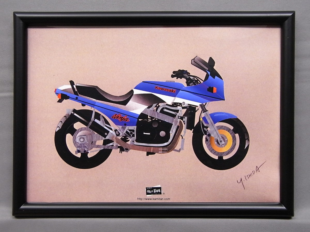 絵（原画） illustration] KAWASAKI GPZ900R Ninja illustration with frame