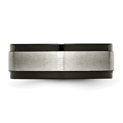 Chisel Titanium Brushed Center Black IP-plated 8mm Beveled Edge Band TB240