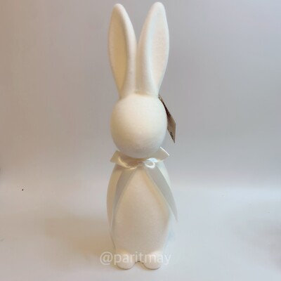 Way to Celebrate Cream Flocked Bunny Easter Decor 16'' (NEW WITH TAG)