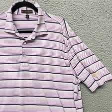Peter Millar Summer Comfort Shirt Mens XL Purple Striped Golf Performance Polo
