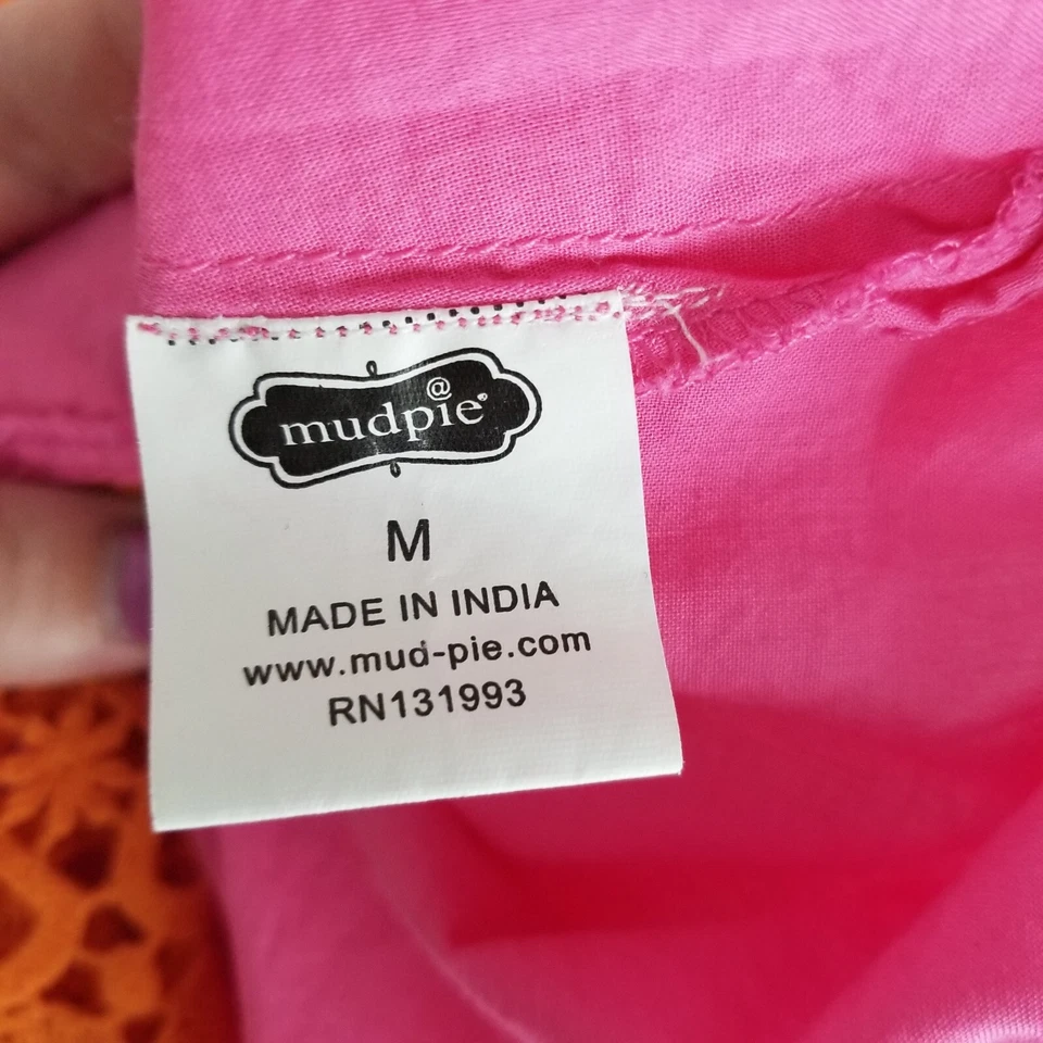 Top de mujer Mud Pie cubre trajes de baño rosa naranja encaje verano talla mediana Foto 4 de 4