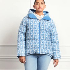 Nwt Hill House The Reversible Edie Puffer Trailing Vine Blue Medium