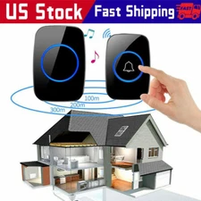 Wireless Doorbell Chime Waterproof Plugin Receiver Adjustable Volume 1000FT Kit