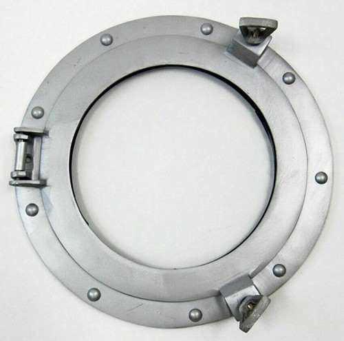 Vidrio ojo de buey de 12" acabado plateado náutico barco marítimo cabina ventana decoración de pared - Imagen 2 de 5