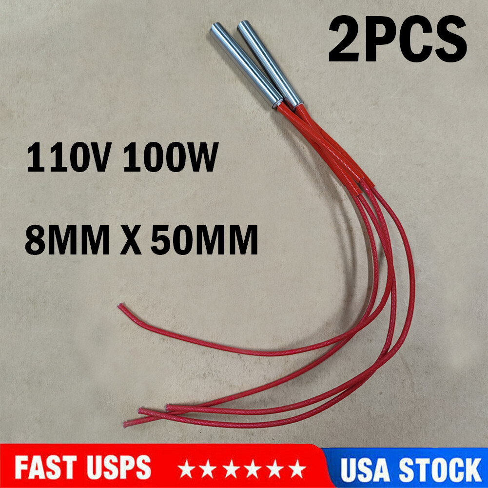 2PC AC 110V/100W 8x 50mm cartridge Heater Heating Tube Eleme