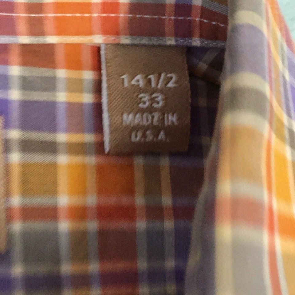 GITMAN GOLD Shirt Plaid Multicolor Small 14 1/2 - 33 Long Sleeve Made In USA - Image 4 of 4
