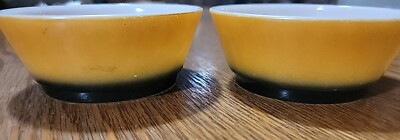 Vintage Fire King Ombre Bowls Yellow To Black Cereal Pudding Custard Milk Glass