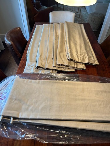 Pottery Barn 50"W x 84"L Parchment Dupioni Silk Curtains - Picture 6 of 7