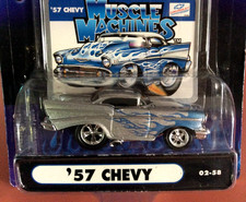 MUSCLE MACHINES 1957 CHEVY -- DIECAST CAR 1/64 - 57 CHEVY -- FLAMES -