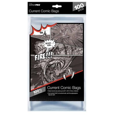 100Ct Ultra PRO Current Size Comic Bags Clear Organizer Protector Holder Storage