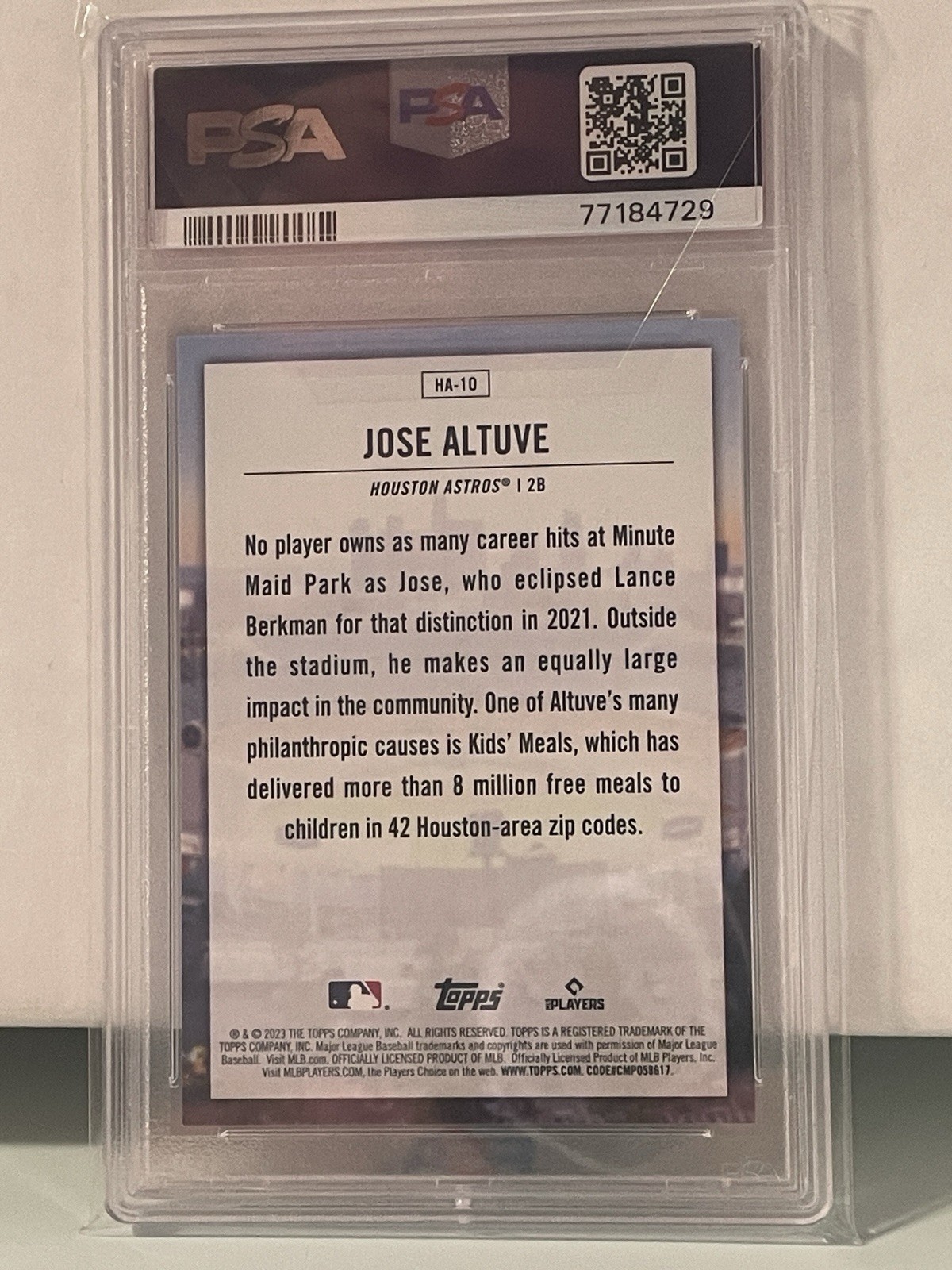 2023 Topps Series 1 - Home Field Advantage Jose Altuve #HA-10 PSA 10 view 2