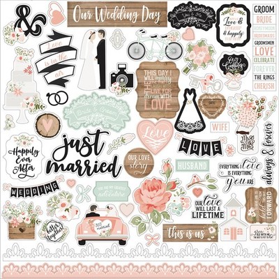 5er Pack - Unsere Hochzeit Cardstock Aufkleber 12''X12'' - Elemente - OW224014