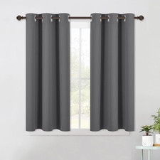 NICETOWN Grey Kitchen Blackout Short Curtain Panels for Bedroom, 45 Inch Long Th