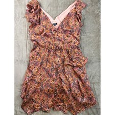 Express Women  Print Ruffle Faux Wrap Dress Size L Feminine Brunch Summer