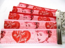 I Love Lucy Ribbon on Strong Webbing Key Fob Keychain Wristlet Classic TV Heart