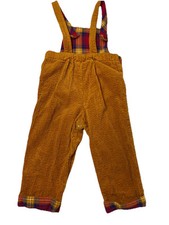 Tahari Kids Rust Brown Corduroy Overall red Plaid Lined size 18 Months Classic