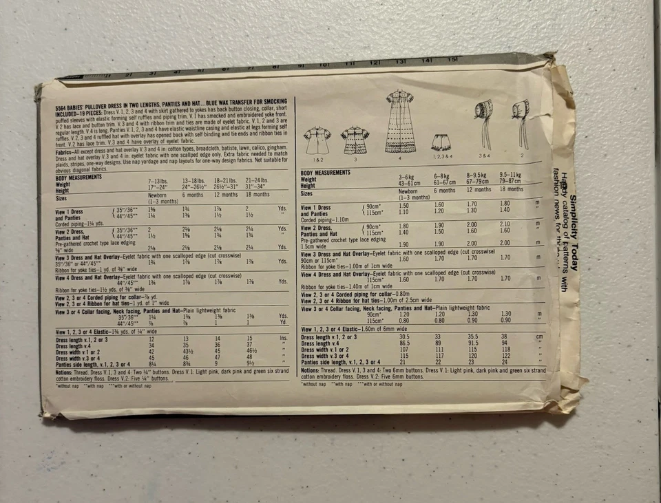 Simplicity 5564 Baby Dress Sewing Pattern Vintage Toddler Outfits - Image 4 of 4