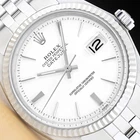 ROLEX DATEJUST 1601 WHITE DIAL 18K GOLD STAINLESS STEEL FOLDED BRACELET WATCH