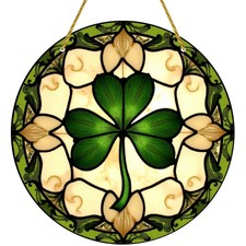 2D 1P 8 8 Clover Suncatcher Decor Round Acrylic Green Hanging Plaque Gift Decor