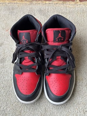 Nike Air Jordan 1 Low Boys Kids Size 5.5Y Red Black White Sneakers Shoes￼