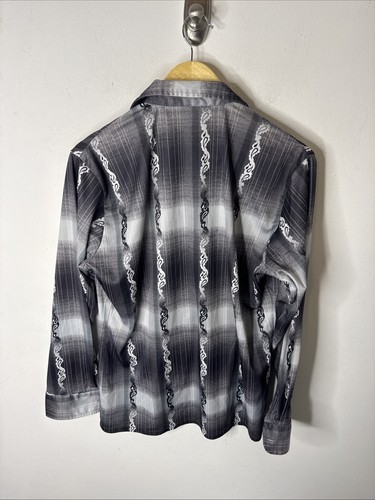 Vintage 70er Capri West Disco Hemd Satin Print großer Kragen Langarm Herren L - Bild 6 von 6