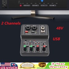Mini mezclador de audio de 2 canales USB DJ consola de mezcla de sonido amplificador estudio