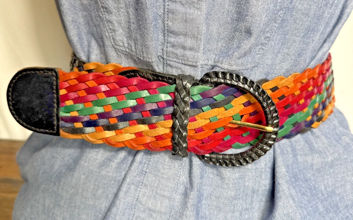 Angelo Marani Multicolor Wide Leather Belt Size M Designer Statement Fashion Leather belt ANGELO MARANI Black size XL International in  main image 2