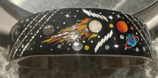 Steve Yellowhorse Navajo Sterling Silver Double Sided Micro Inlay Cuff