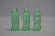 3 Miniature Plastic Coca Cola Classic Bottles UV Glow Collectible Soda