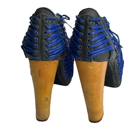 Jeffrey Campbell laced up Lita blue gray platform heels Size 7.5 - Picture 3 of 6