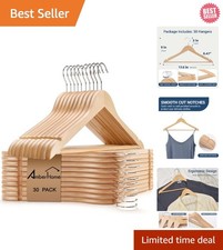 Wooden Hangers 50 Pack Non-Slip Coat Clothes Hangers w/360  Swivel Hook