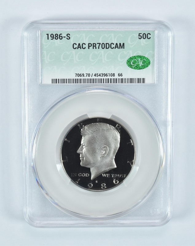 1986-S Kennedy Half Dollar PR70 DCAM CAC CACg *1652