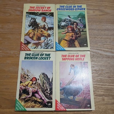 4 Nancy Drew Paperback Books From 1970s Crossword Cipher Broken Locket Shadow M