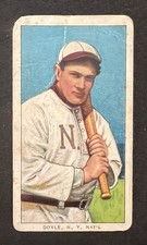 1909 T206 Larry Doyle (With Bat) N.Y. NAT'L, Polar Bear ~ Vintage Tobacco Card