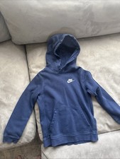 Nike Kids Navy Blue Pullover Hoodie Sweatshirt Boys Small Embroidered Logo