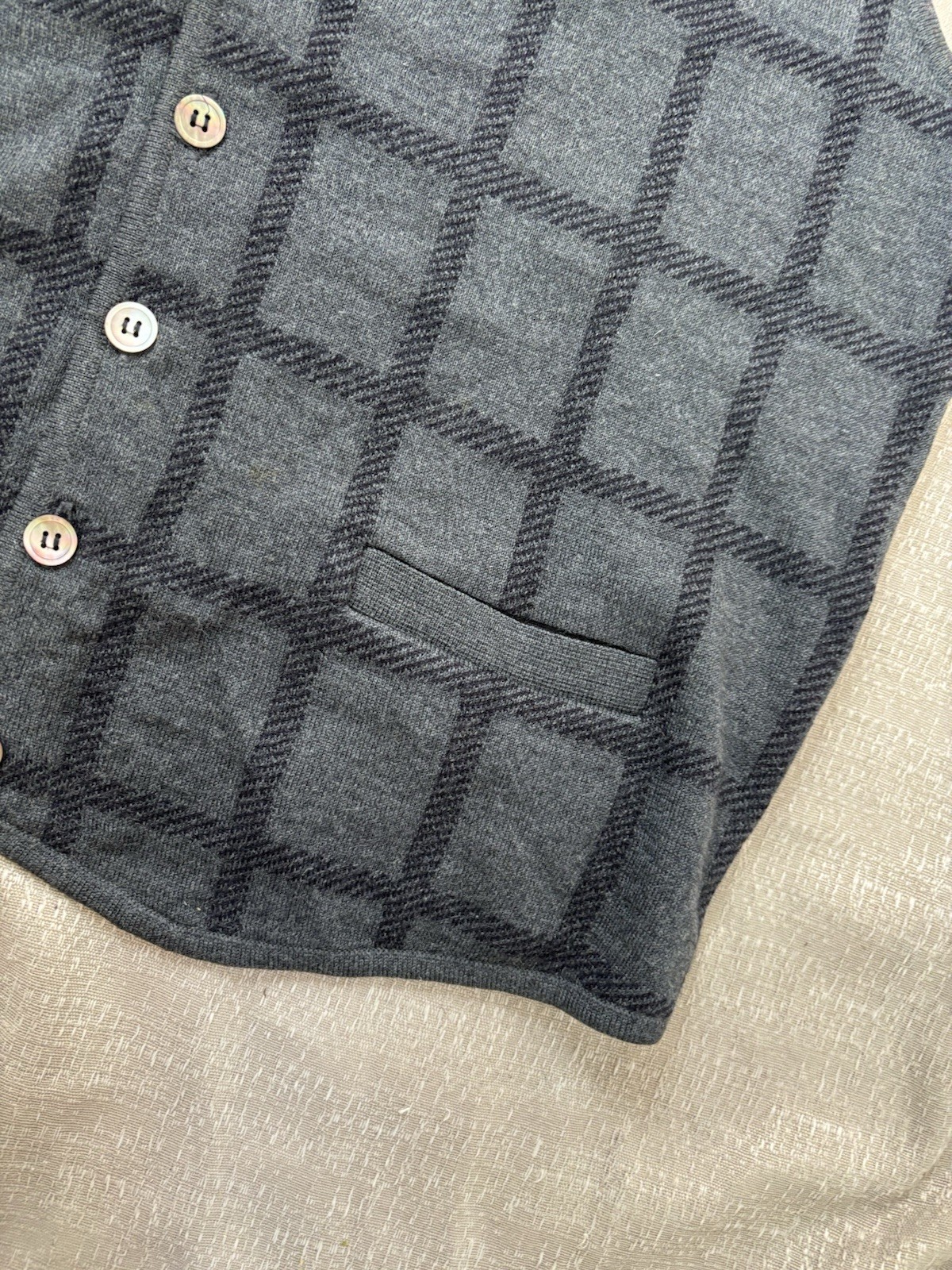 Yves Saint Laurent maglia maglione gilet uomo taglia XL grigio logo vintage anni 90 check