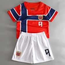 Haaland #9 Norway Red White Kids Soccer Jersey Kit Boys Girls Youth Fan Gift