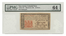 FR. NJ-176 25-March 1776 18 Pence New Jersey Colonial PMG Choice UNC64