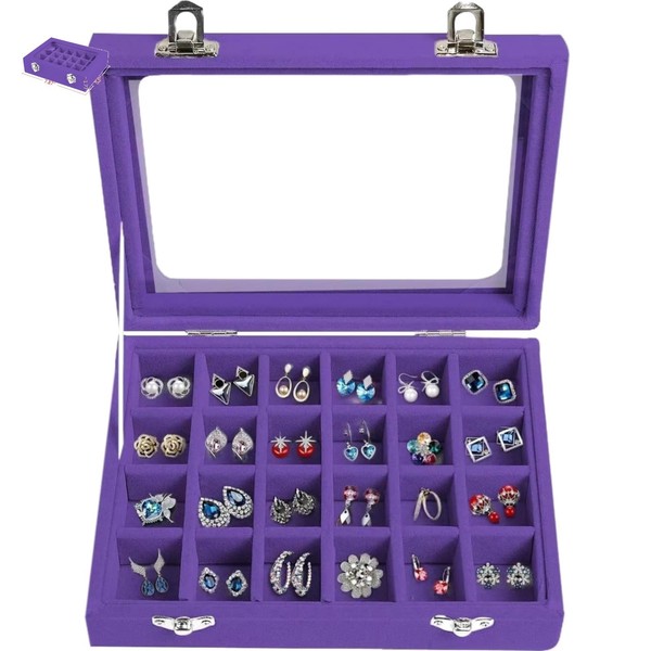 Schmuckkasten Damen Schmuckbox Schmuckkoffer Aufbewahrungsbox Lila-image