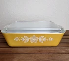 Vintage Pyrex Gold Butterfly 503 Refrigerator Dish Pyrex Ribbed Glass Lid