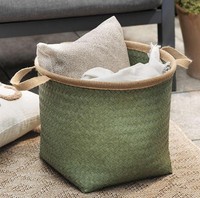Aufbewahrungskorb Ordnungskorb Flechtkorb Korb, Pp Geflochten, GrüN Ø 40 X 35 Cm