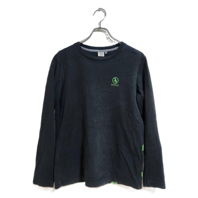 AIGLE Long Sleeve Cut & Sew Logo Embroidered Cotton Black M Simple Inner