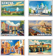 Various Europe Fun Jumbo Fridge Magnet - Holiday Souvenir Gift