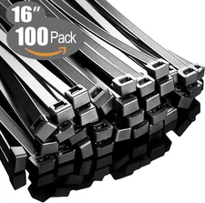 Zip Ties 16 inch(100 Pack), 60 lb, Black Cable Ties, UV 16(100 