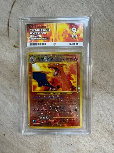Charizard 006 Neo Premium File 2 Holo Japanese - ACE 9 MINT OC - SWIRL