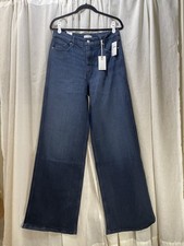 Good American Good Skate jeans size 12 high-rise wide leg dark wash 34" NWT