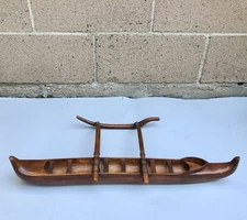Vintage Hawaiian Wood Outrigger Canoe 24” L