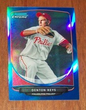 2013 Bowman Chrome Philadel Phillies Denton Keys Blue Prizm Refractor Mini Card